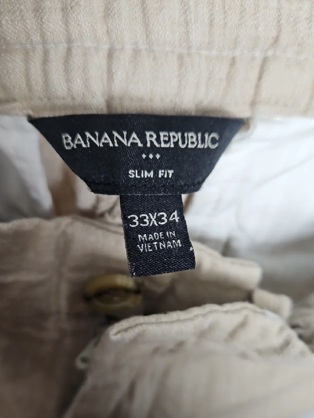 Banana Republic Slim Fit Linen Blend Pants Men's 33x34 Tan/Khaki